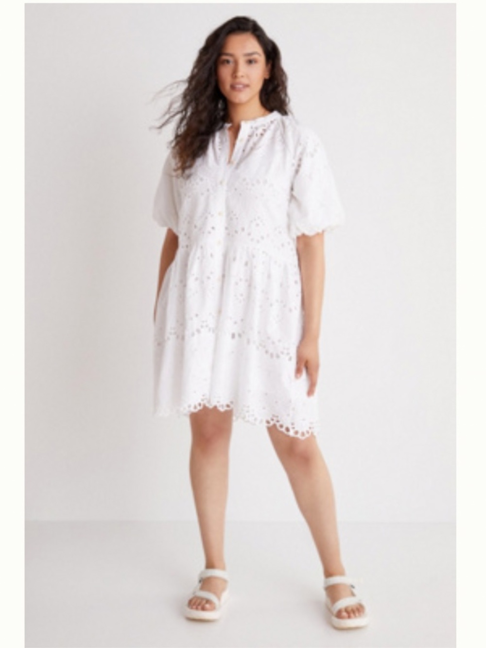 ANTHROPOLOGIE TALLULAH EYELET MINI DRESS WHITE